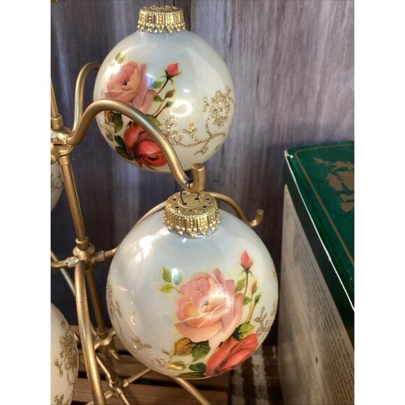 Christmas by Krebs Hand Decorated Glass Ornaments Glitter & Roses Multi Color~4 - Picture 8 of 15